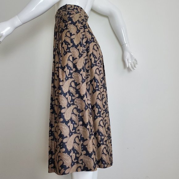 HELD Vintage 80's Tan & Black Paisley Midi Skirt - Picture 2 of 8